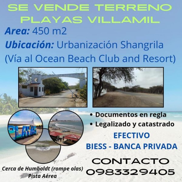 Venta de terreno en Gral Villamil Playas 
